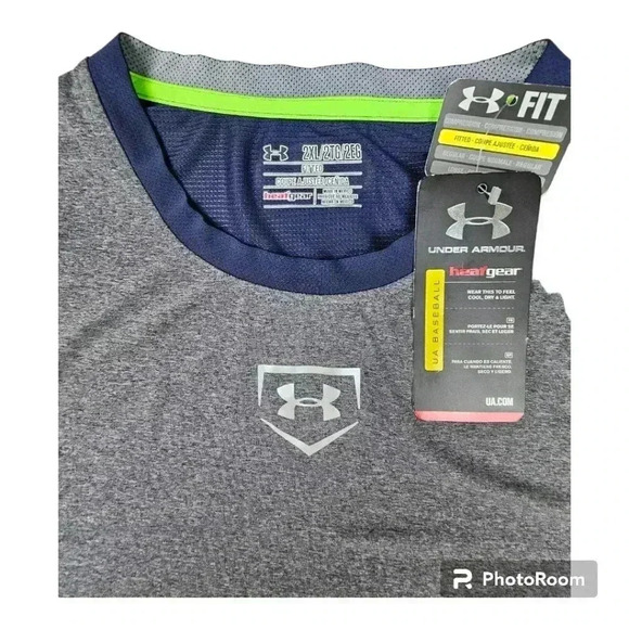 Under Armour HeatGear  UA Baseball Fitted LS shirt gray/ navy  #1243243 XXL - Picture 3 of 8